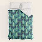 Cosmic UFO - Galactic Green Duvet Cover Gallery Image 6