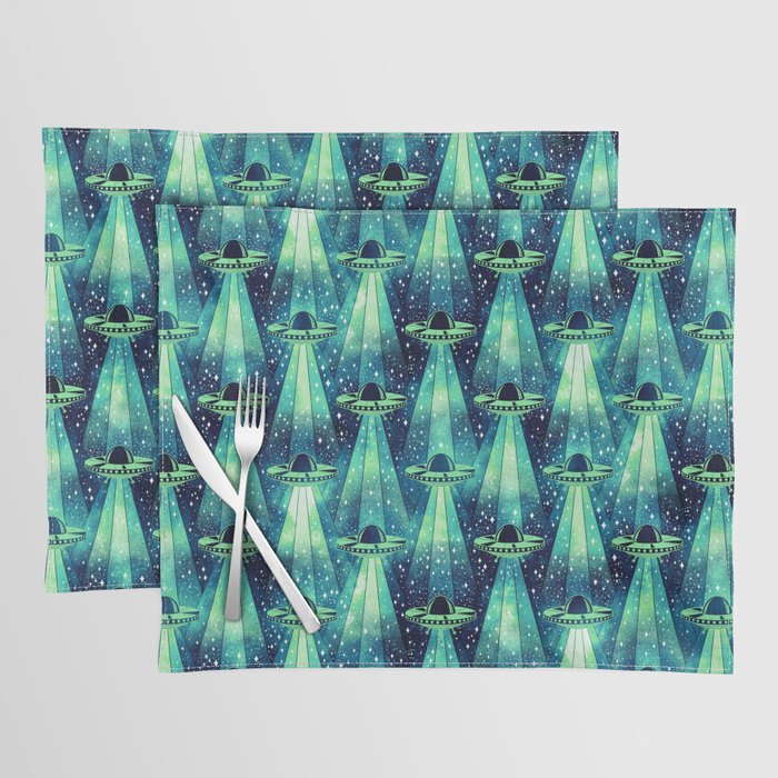 Cosmic UFO - Galactic Green Placemat Gallery Image 1