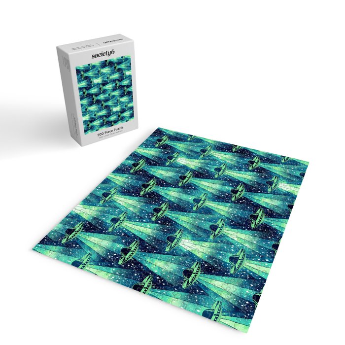 Cosmic UFO - Galactic Green Jigsaw Puzzle Gallery Image 2