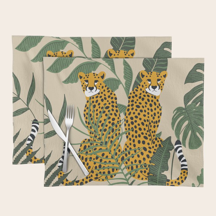 Palm Jungle Cheetah Prints Placemat Gallery Image 1