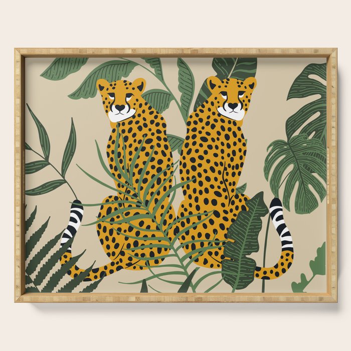 Palm Jungle Cheetah Prints Serving Tray Gallery Image 1