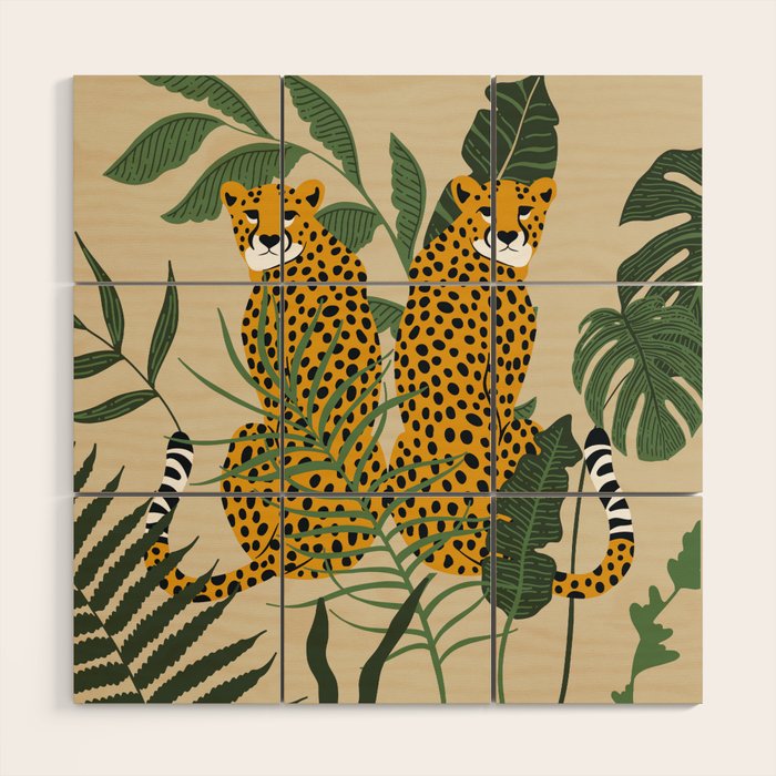 Palm Jungle Cheetah Prints Wood Wall Art Gallery Image 1