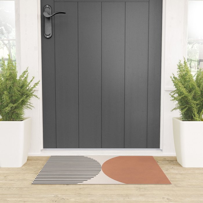 Semicircle Stripes - Terracotta Welcome Mat Gallery Image 3