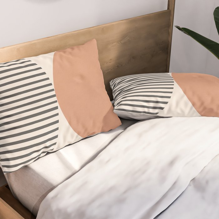 Semicircle Stripes - Terracotta Pillow Sham Gallery Image 2