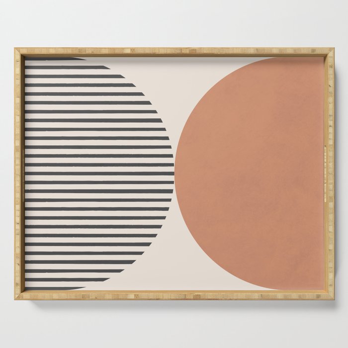 Semicircle Stripes - Terracotta Serving Tray Gallery Image 1