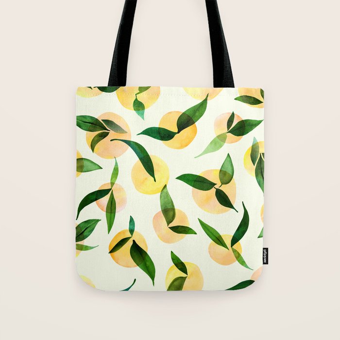 Sunny Lemon Print ~ Yellow and Green Tote Bag Gallery Image 1