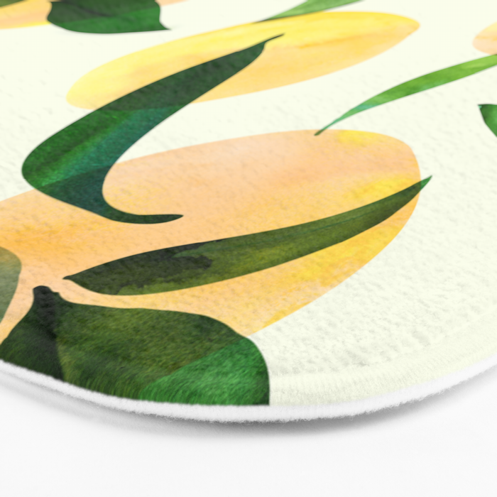 Sunny Lemon Print ~ Yellow and Green Bath Mat Gallery Image 3