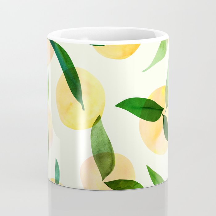 Sunny Lemon Print ~ Yellow and Green Coffee Mug Gallery Image 4