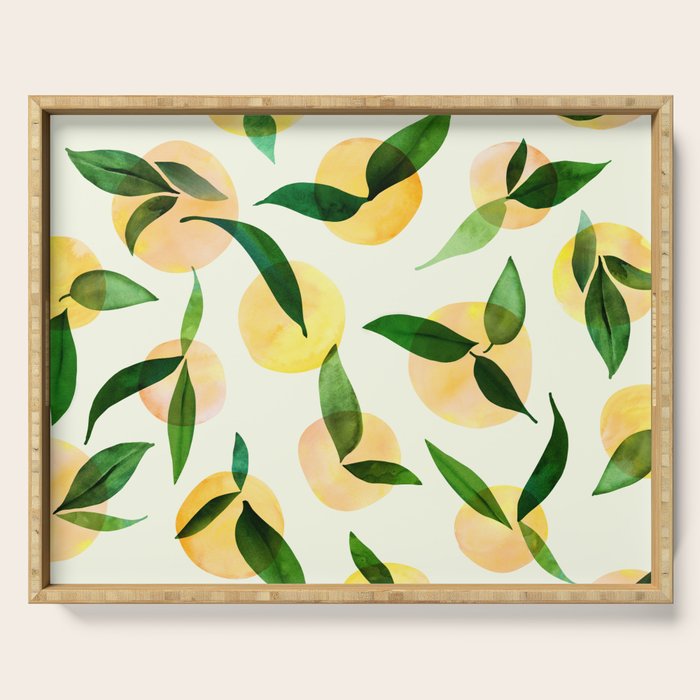 Sunny Lemon Print ~ Yellow and Green Serving Tray Gallery Image 1