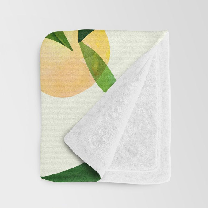 Sunny Lemon Print ~ Yellow and Green Throw Blanket Gallery Image 3