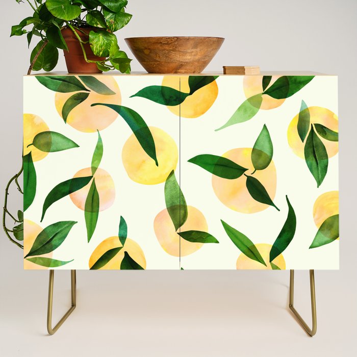 Sunny Lemon Print ~ Yellow and Green Credenza Gallery Image 1
