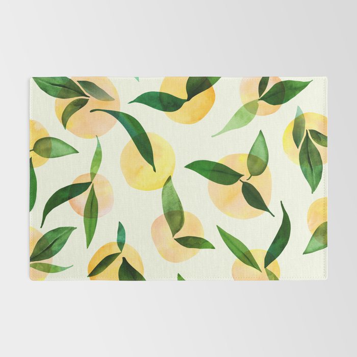 Sunny Lemon Print ~ Yellow and Green Rug Gallery Image 2