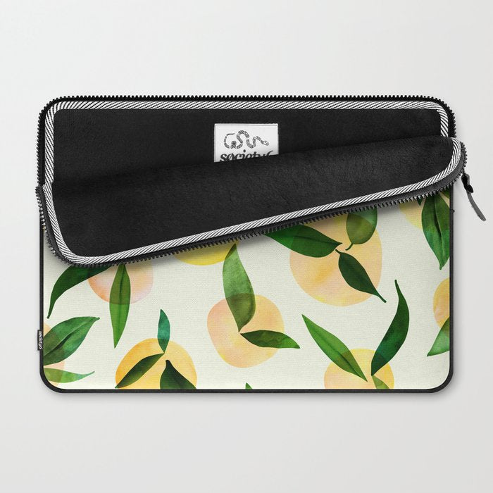 Sunny Lemon Print ~ Yellow and Green Laptop Sleeve Gallery Image 2
