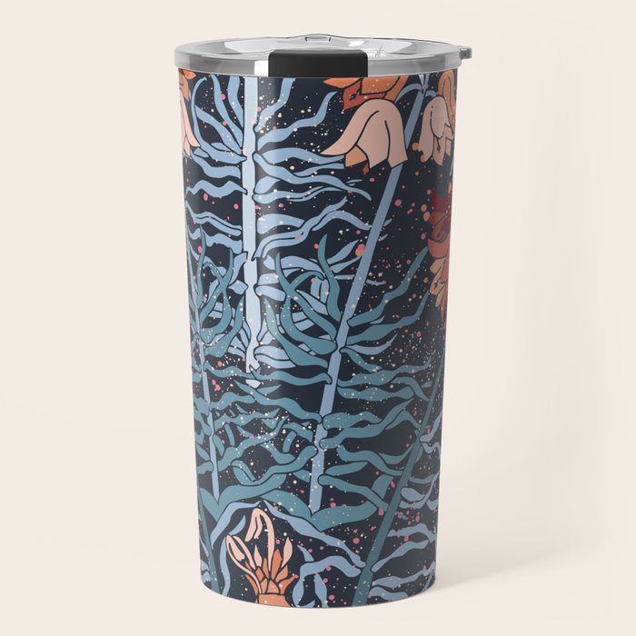 Poisonous flowers blue Damask Travel Mug Gallery Image 1