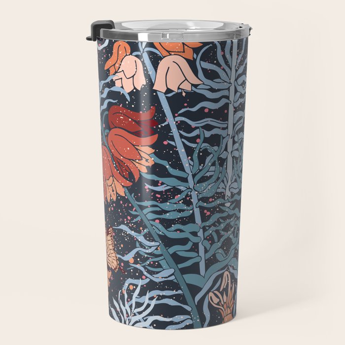 Poisonous flowers blue Damask Travel Mug Gallery Image 3