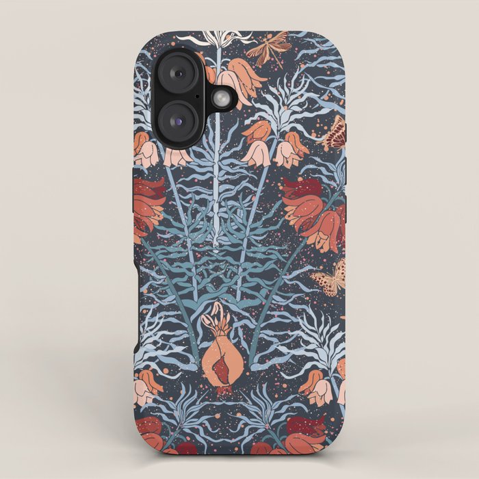 Poisonous flowers blue Damask iPhone Case Gallery Image 1