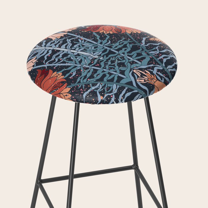 Poisonous flowers blue Damask Stool Gallery Image 2