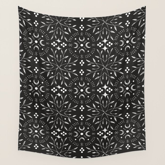 Mystical mosaic lunar phases BN Wall Tapestry Gallery Image 4