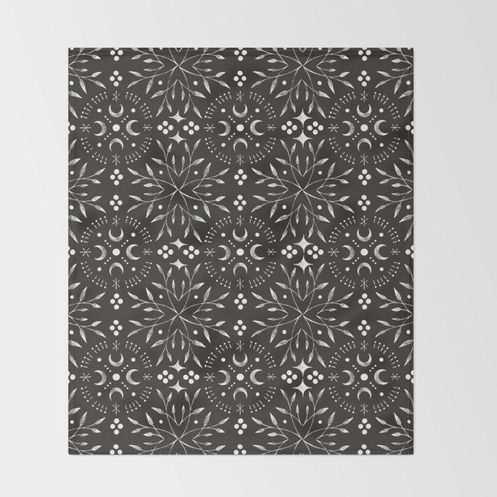 Mystical mosaic lunar phases BN Throw Blanket Gallery Image 2