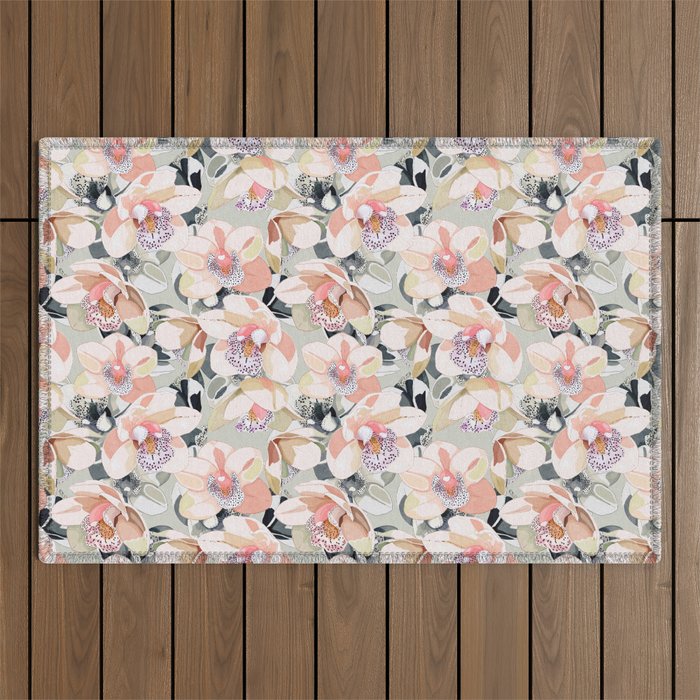 Tropical flowery leafy A Outdoor Rug Gallery Image 1