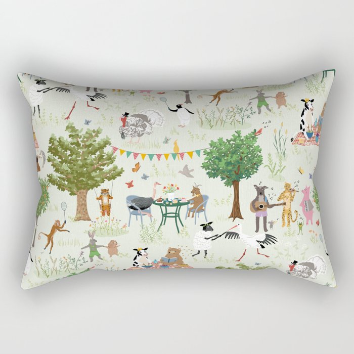 Animals' Garden Party Rectangular Pillow Gallery Image 2