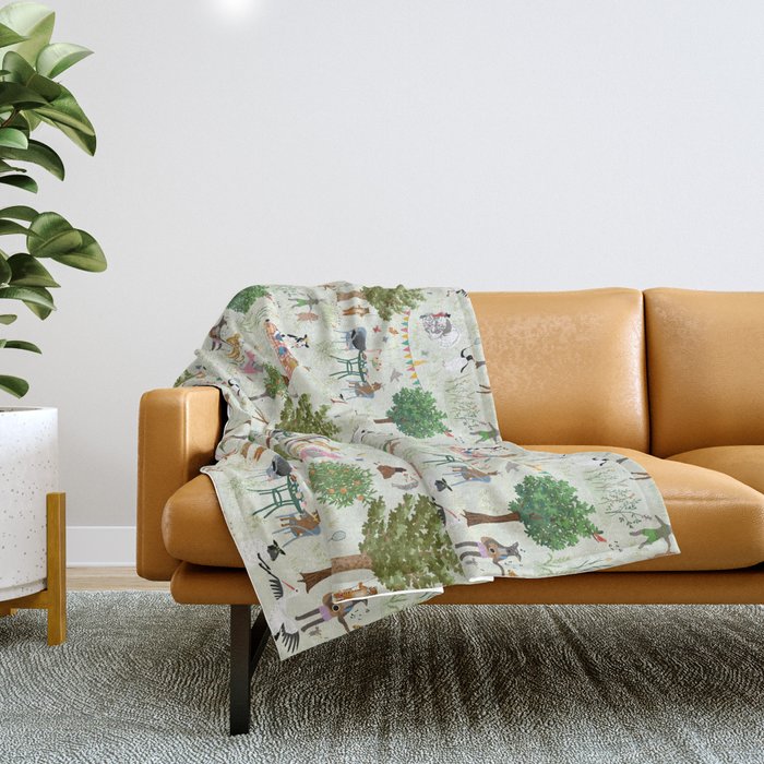 Animals' Garden Party Throw Blanket Gallery Image 1