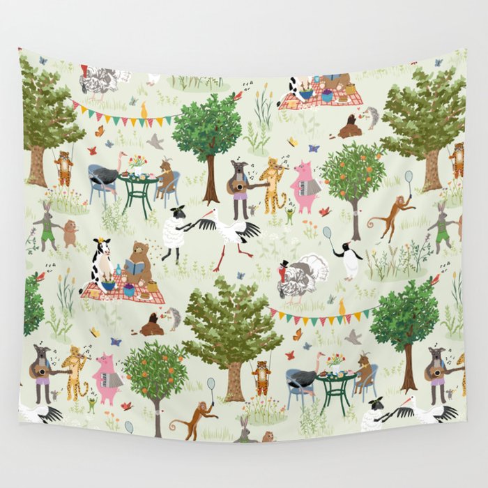 Animals' Garden Party Wall Tapestry Gallery Image 1