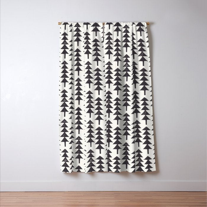 Linocut Forest Window Curtain Gallery Image 3