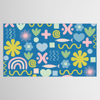 Cute Miscellany Cheerful Whimsical Pattern Blue Pink Chartreuse Tablecloth Gallery Image 2