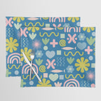 Cute Miscellany Cheerful Whimsical Pattern Blue Pink Chartreuse Placemat Gallery Image 1