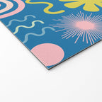 Cute Miscellany Cheerful Whimsical Pattern Blue Pink Chartreuse Welcome Mat Gallery Image 2