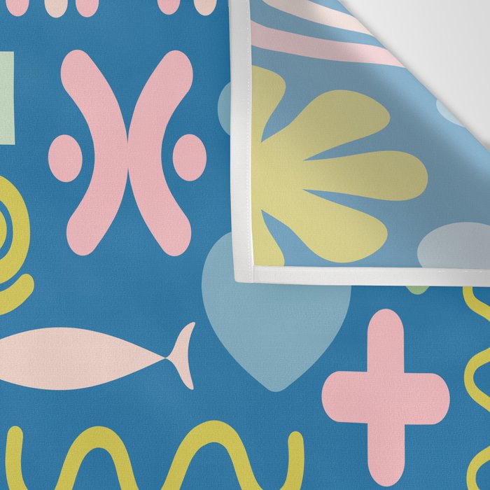 Cute Miscellany Cheerful Whimsical Pattern Blue Pink Chartreuse Wall Tapestry Gallery Image 3