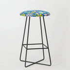 Cute Miscellany Cheerful Whimsical Pattern Blue Pink Chartreuse Stool Gallery Image 1