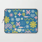 Cute Miscellany Cheerful Whimsical Pattern Blue Pink Chartreuse Laptop Sleeve Gallery Image 1