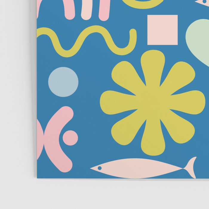 Cute Miscellany Cheerful Whimsical Pattern Blue Pink Chartreuse Poster Gallery Image 3