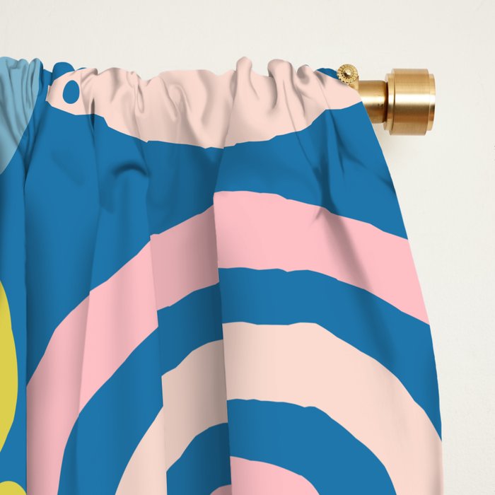 Cute Miscellany Cheerful Whimsical Pattern Blue Pink Chartreuse Window Curtain Gallery Image 2