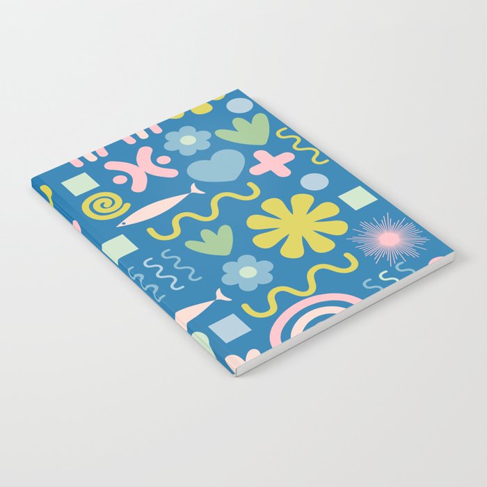 Cute Miscellany Cheerful Whimsical Pattern Blue Pink Chartreuse Notebook Gallery Image 2