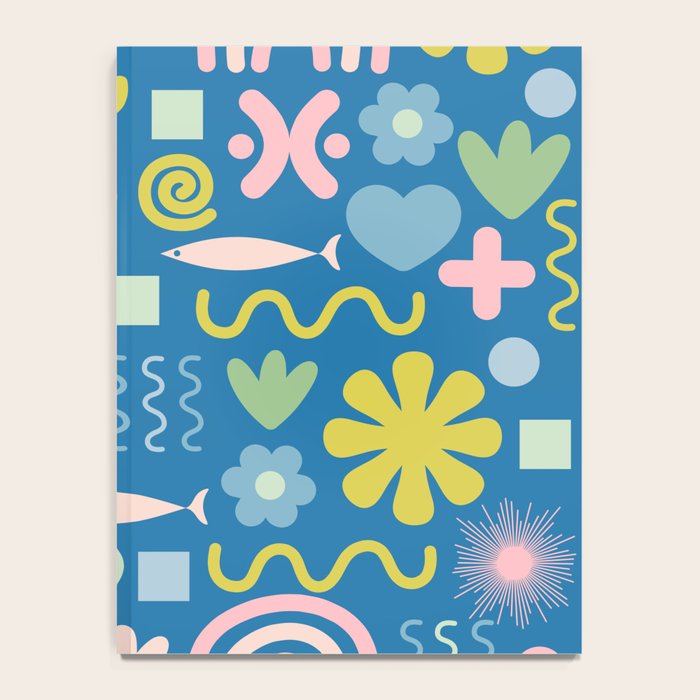 Cute Miscellany Cheerful Whimsical Pattern Blue Pink Chartreuse Notebook Gallery Image 4