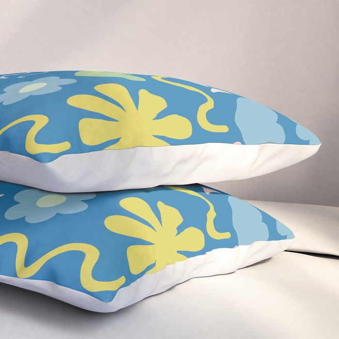 Cute Miscellany Cheerful Whimsical Pattern Blue Pink Chartreuse Pillow Sham Gallery Image 3