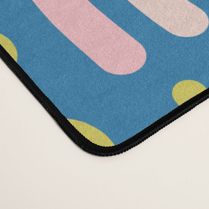 Cute Miscellany Cheerful Whimsical Pattern Blue Pink Chartreuse Desk Mat Gallery Image 4