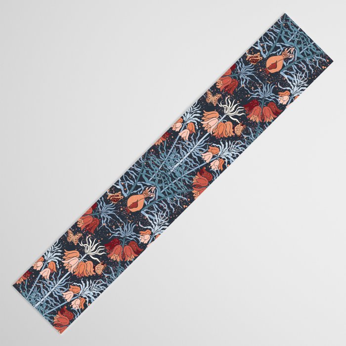Poisonous flowers blue Damask Table Runner Gallery Image 3