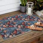 Poisonous flowers blue Damask Outdoor Rug Gallery Image 2