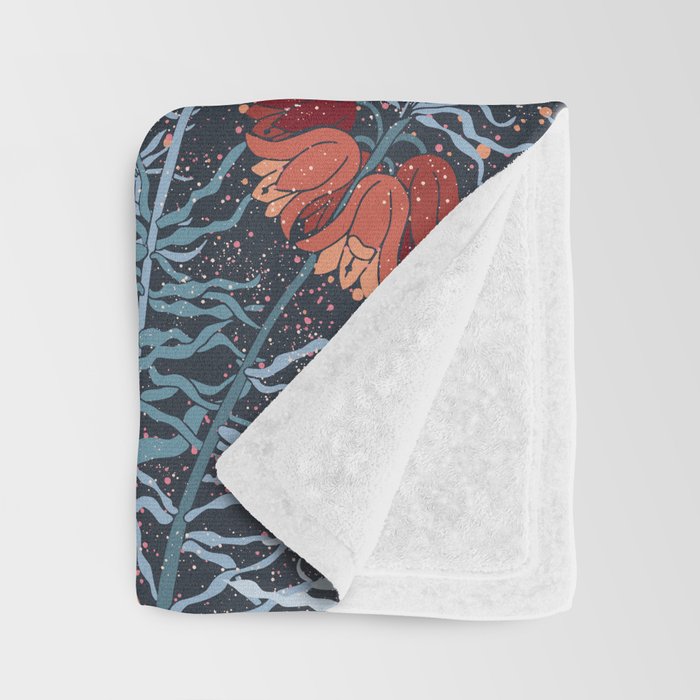 Poisonous flowers blue Damask Throw Blanket Gallery Image 3