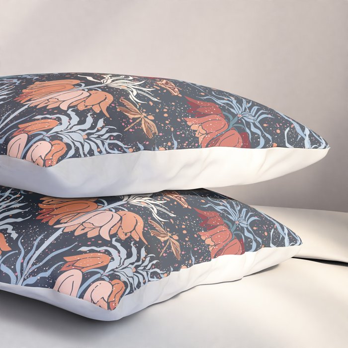 Poisonous flowers blue Damask Pillow Sham Gallery Image 3