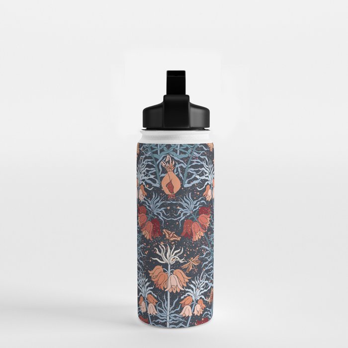 Poisonous flowers blue Damask Water Bottle Gallery Image 2