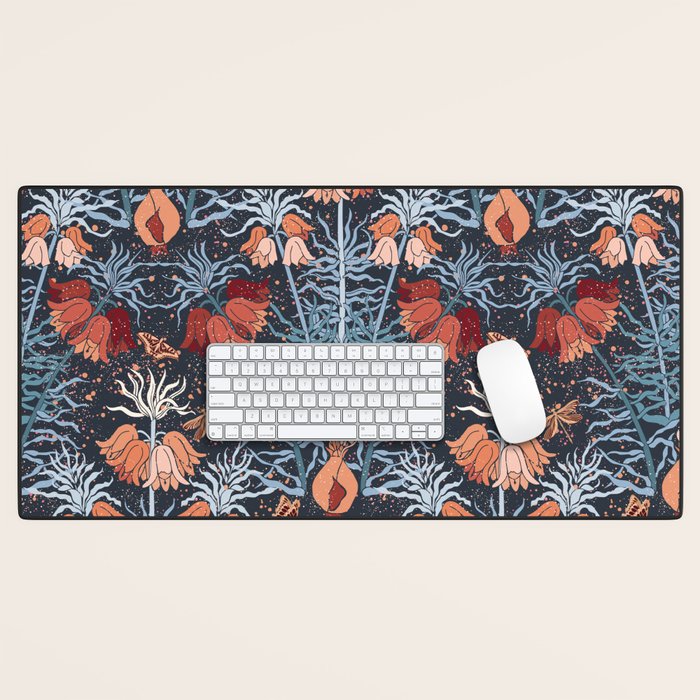 Poisonous flowers blue Damask Desk Mat Gallery Image 1