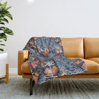 Poisonous flowers blue Damask Throw Blanket Gallery Image 1