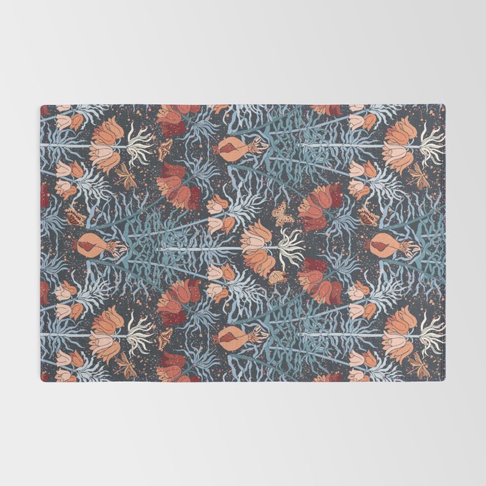 Poisonous flowers blue Damask Rug Gallery Image 2