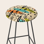 Retro 1950s Style Mid Century Modern Atomic Design 271 Googie Orange Blue and Green Stool Gallery Image 2