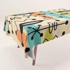 Retro 1950s Style Mid Century Modern Atomic Design 271 Googie Orange Blue and Green Tablecloth Gallery Image 1